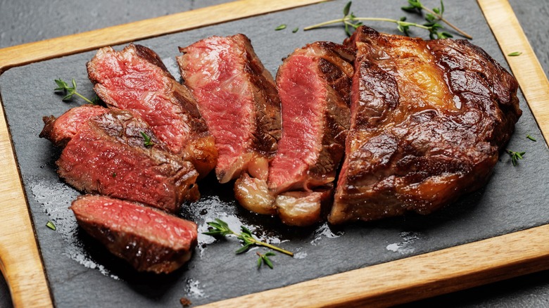Sliced ribeye steak
