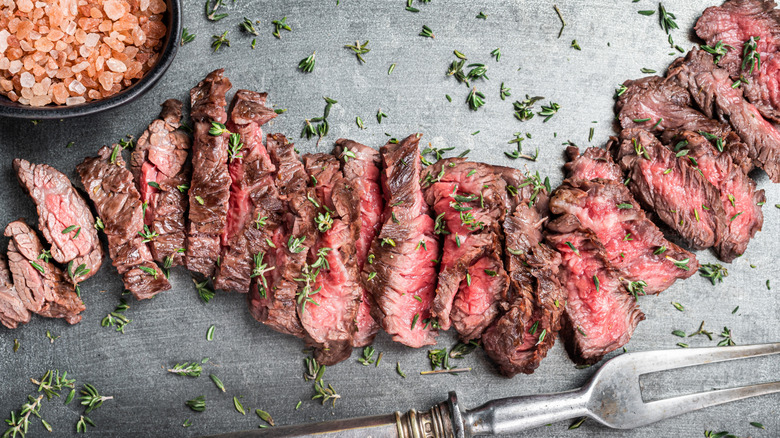 Sliced skirt steak