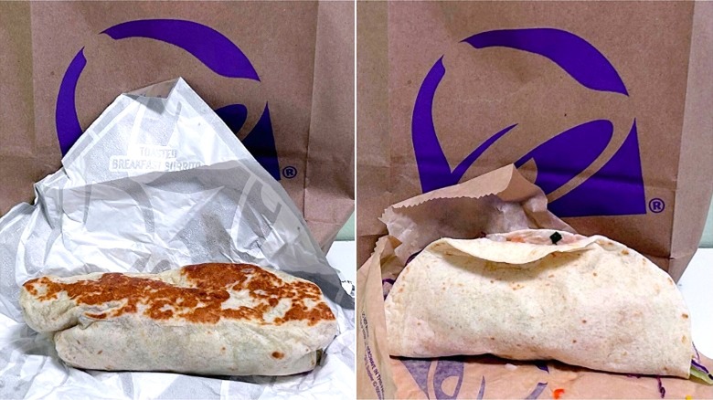 Side by side of the Crispy Chicken Burrito and the Crispy Chicken Taco