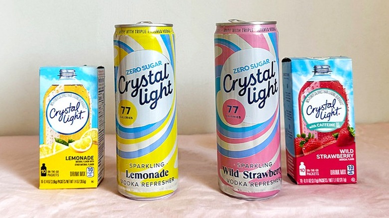 Crystal Light Vodka Refreshers and powder mix boxes, lemonade and wild strawberry