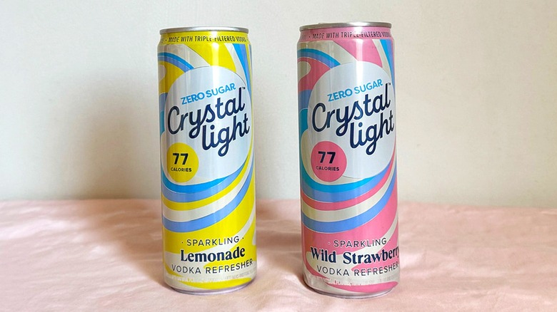 Crystal Light Vodka Refresher cans, lemonade and wild strawberry