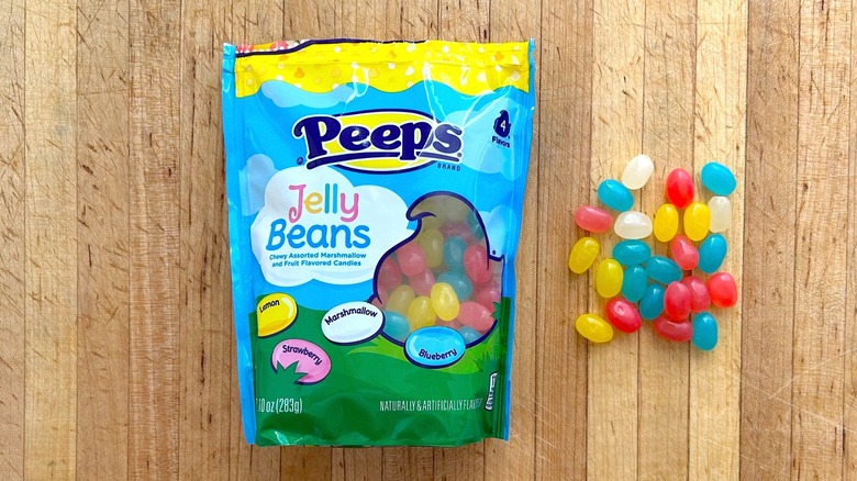 Bag and assorted colored Peeps Jelly Beans