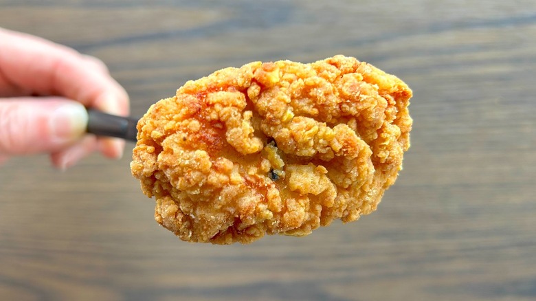 Close up of Taco Bell Crispy Chicken Nugget