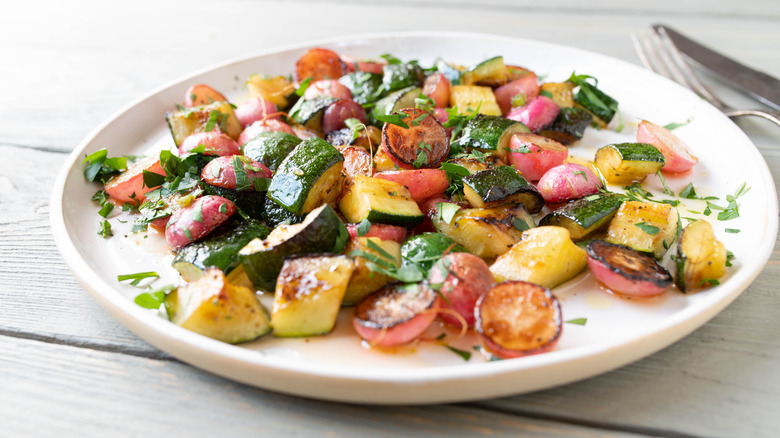 Plate of caramelized roasted vegetables