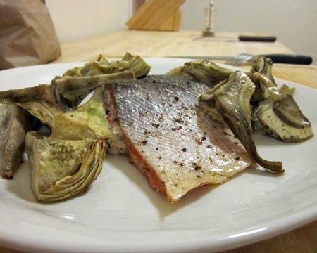 Roasted Salmon and Artichoke Hearts