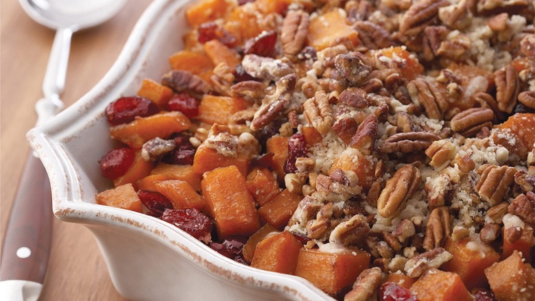 Roasted Sweet Potatoes With Cinnamon Pecan Crunch