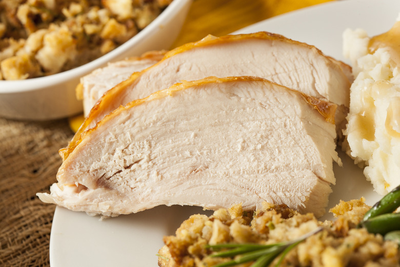 Roasted turkey breast with pearl onions and sage