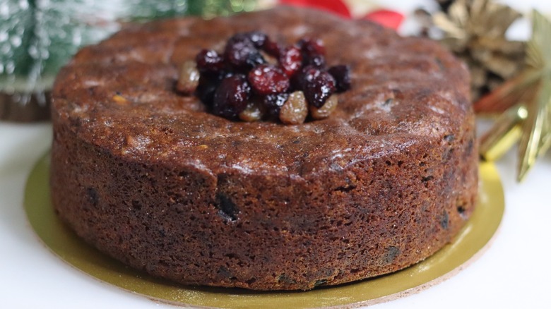 cake topped with fruit