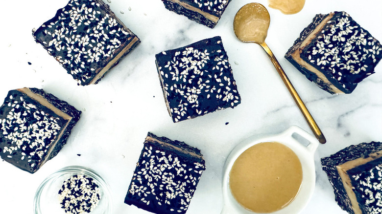 chocolate candy with sesame seeds