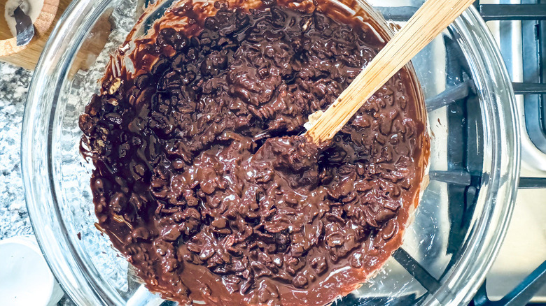 lumpy melted chocolate in bowl
