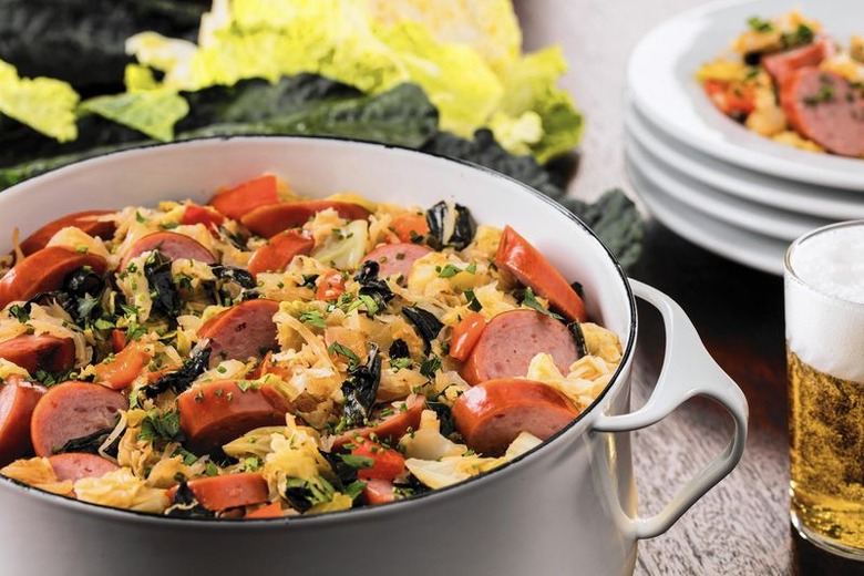 Sausage Supper With Whole Grain Mustard and Garlic recipe - The Daily Meal