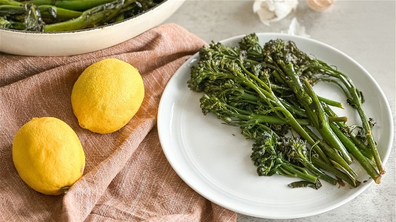 broccolini in skillet