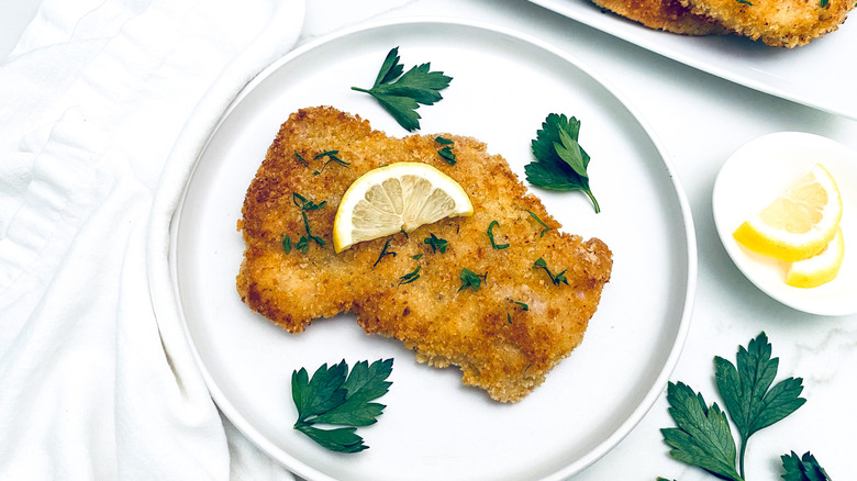 pork schnitzel on plate