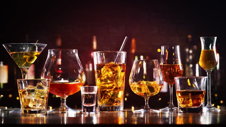 Various cocktails lined up