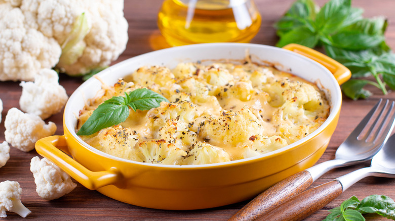 Cauliflower casserole with basil