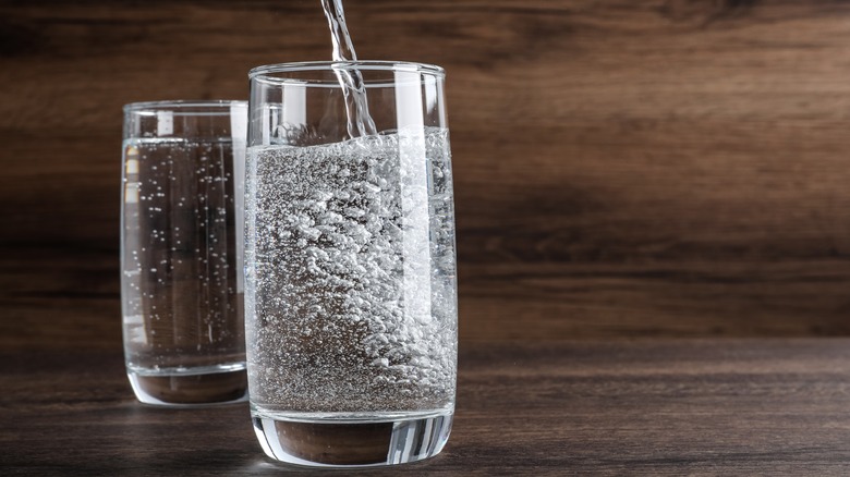 two glasses of bubbly water