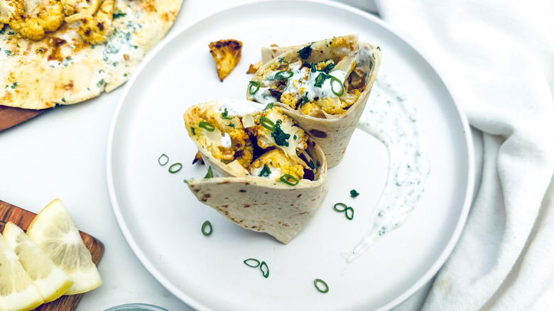 shawarma cauliflower wrap on plate