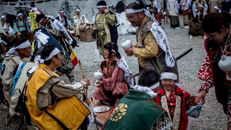 modern-day samurai drinking sake