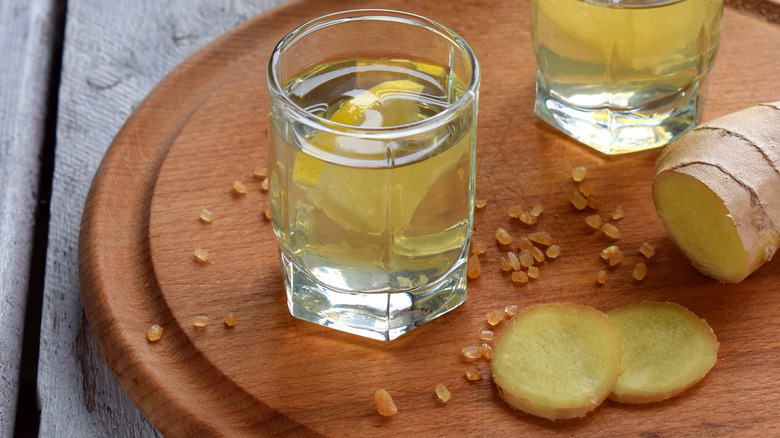 shot glasses with ginger liqueur