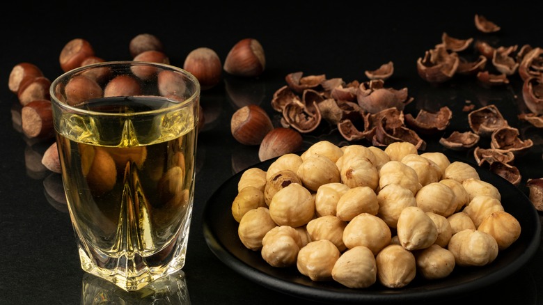 hazelnut liqueur and hazelnuts