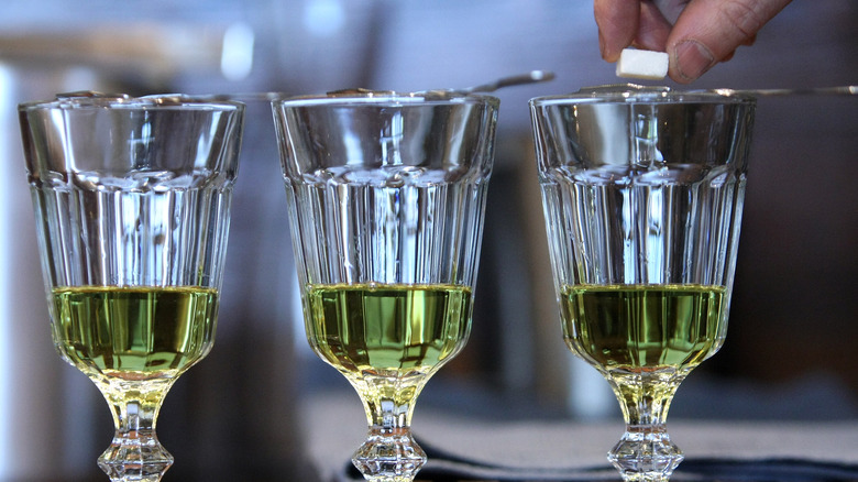 Absinthe sugar cube drink