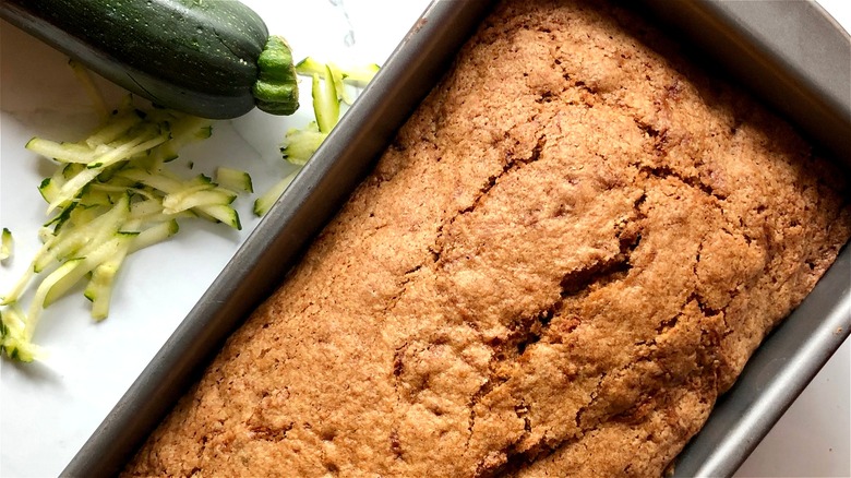 Zucchini loaf cake and shredded zucchini