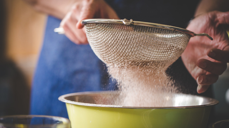 Flour being sifted