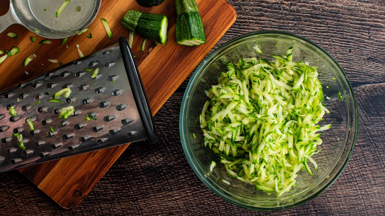 shredded zucchini in a bowl