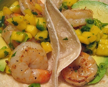 Shrimp Tacos with Avocado and Mango
