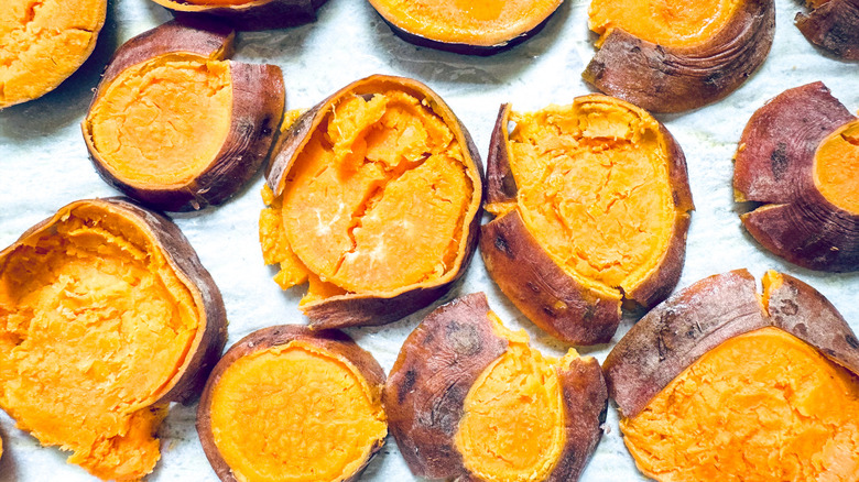 smashed sweet potato slices