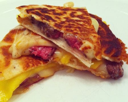 Skirt Steak, Mango, and Muenster Quesadilla