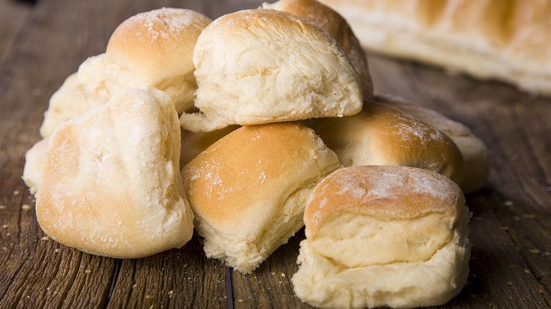 Dinner rolls on table