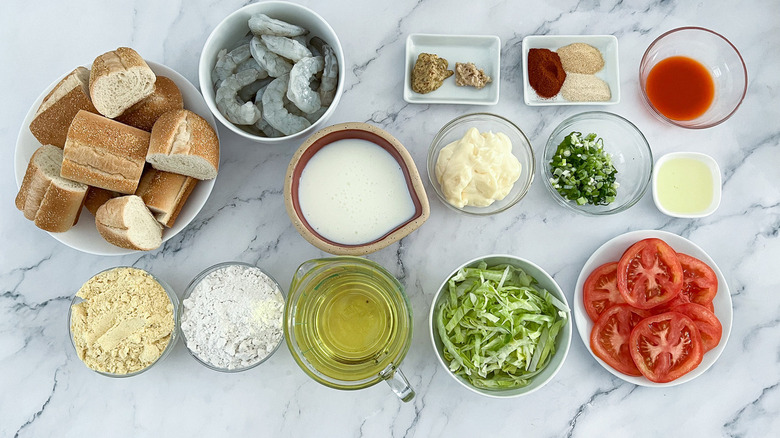 ingredients for fried shrimp sandwiches