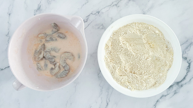shrimp marinating in buttermilk