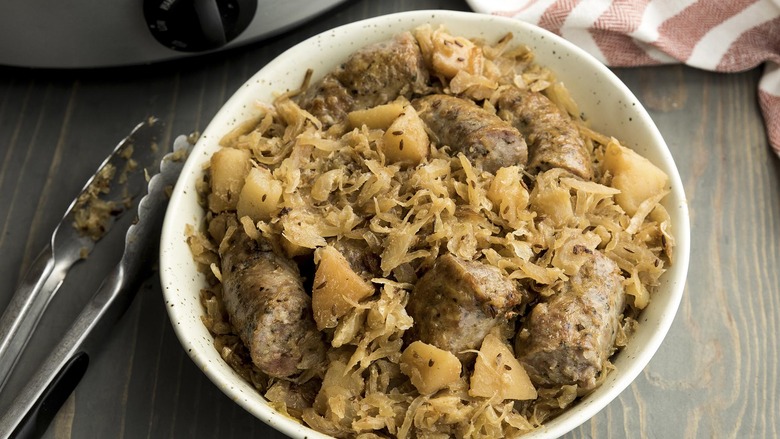 Slow Cooker Sausage and Sauerkraut
