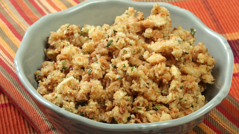 Stuffing in bowl