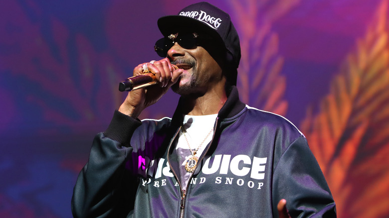 snoop dogg singing into mic