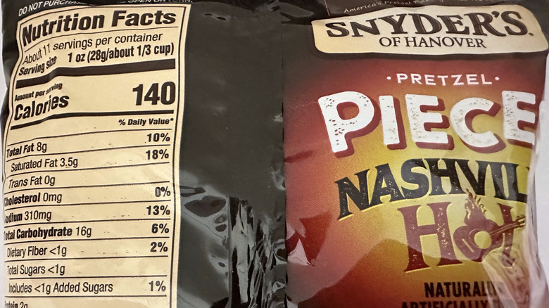 Snyder's hot pretzel pieces nutrition facts
