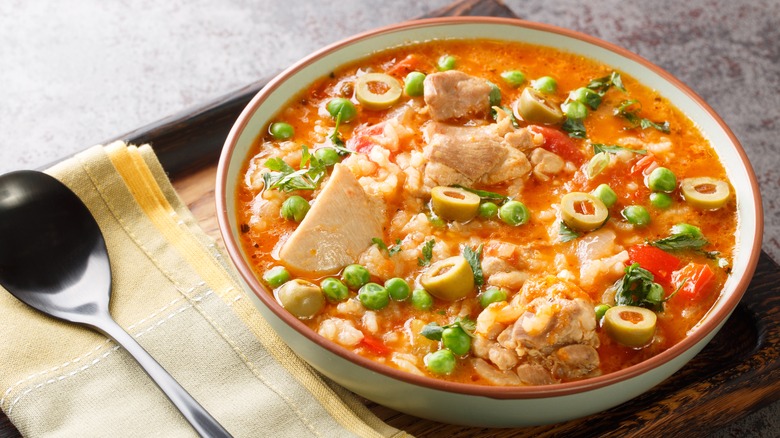 Chicken soup with sofrito seasoning