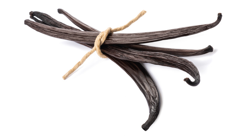 Vanilla beans on white background