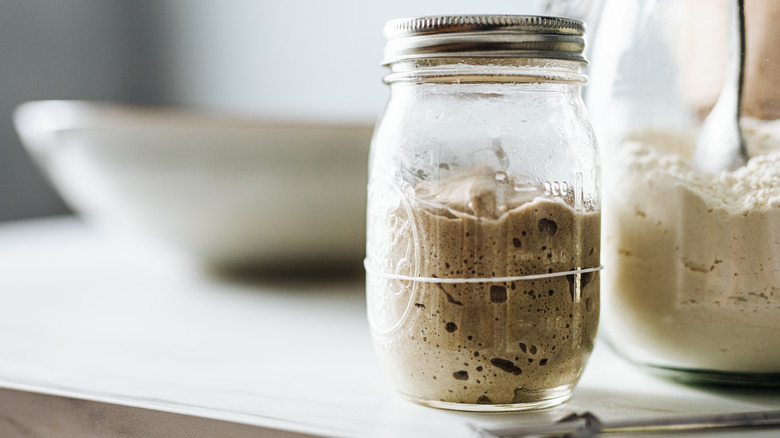 Sourdough starter in a jar