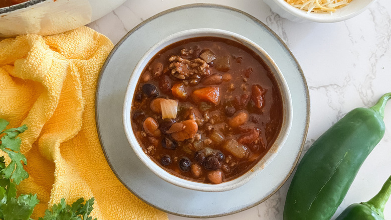 chili in bowl
