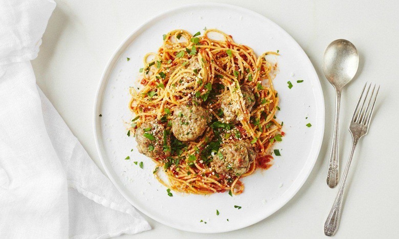 Spaghetti with Ricotta Beef Meatballs and Marinara Sauce