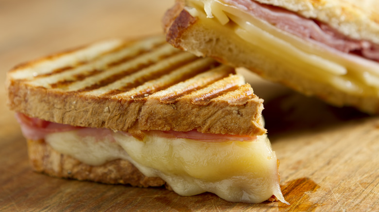 Grilled bikini sandwich close up