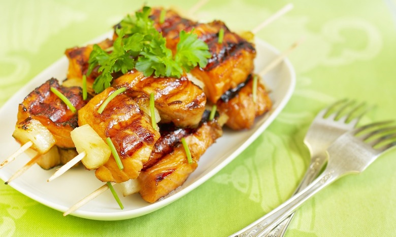 spam and pineapple skewers