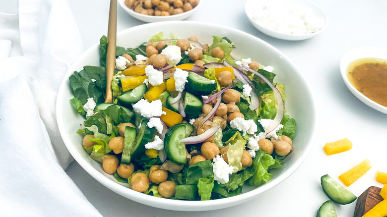 spiced chickpea salad in bowl