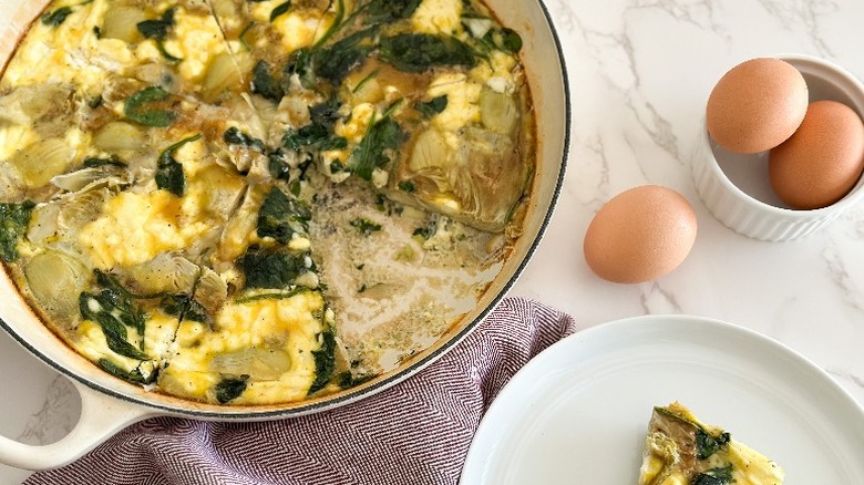 sliced spinach artichoke frittata