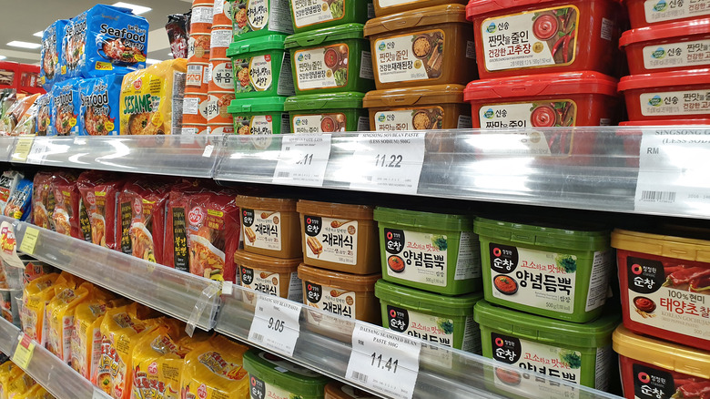 Korean jangs on grocery shelf