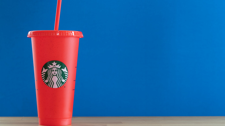 Starbucks reusable red cup