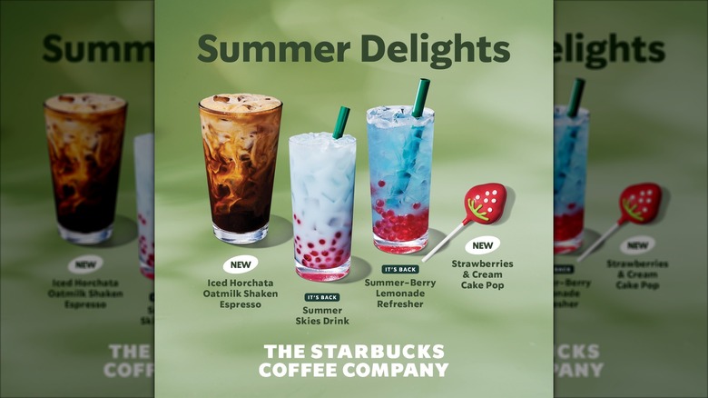 Promotional image for Starbucks' summer 2025 menu